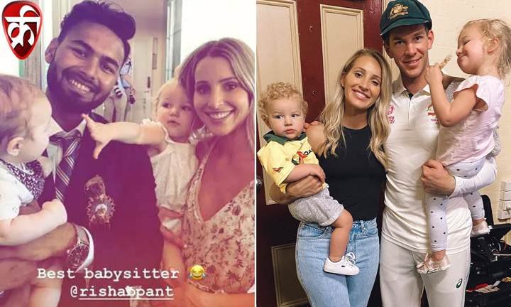Rishabh Pant and Tim paine children with his wife